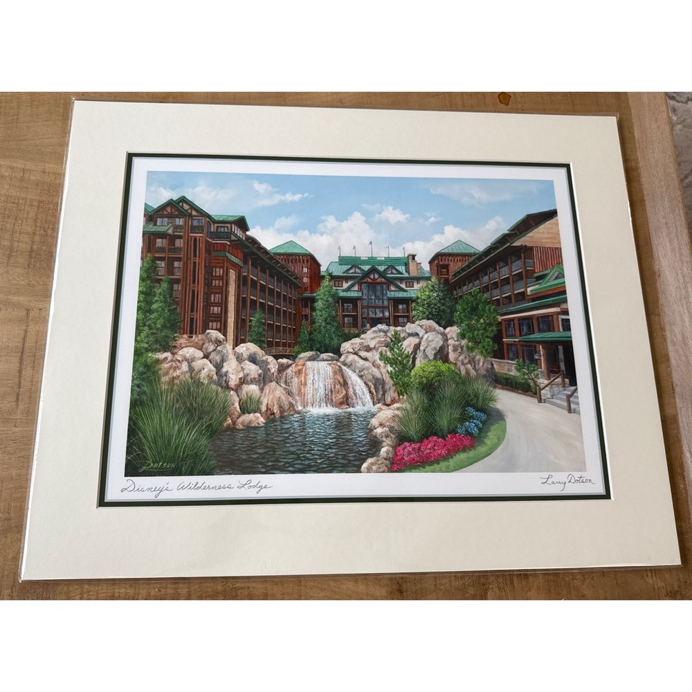 Disney Parks Larry Dotson Wilderness Lodge Resort Vacation Memories Print 20x15"